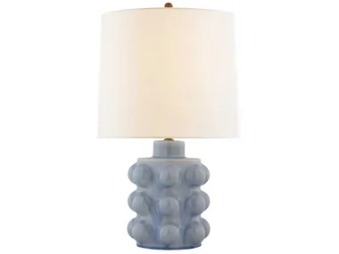 VEDRA - Medium Table Lamp in Polar Blue Crackle with Linen Shade _ Visual Comfort Europe